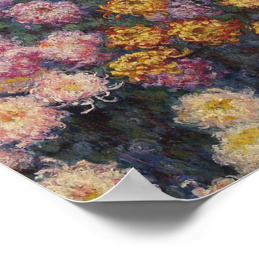 Claude Monet - Bed van chrysanthema Poster (Hoek)