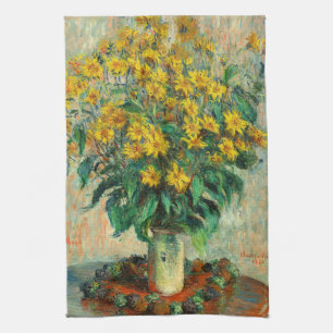 Claude Monet - Bloemen van de aardpeer Theedoek