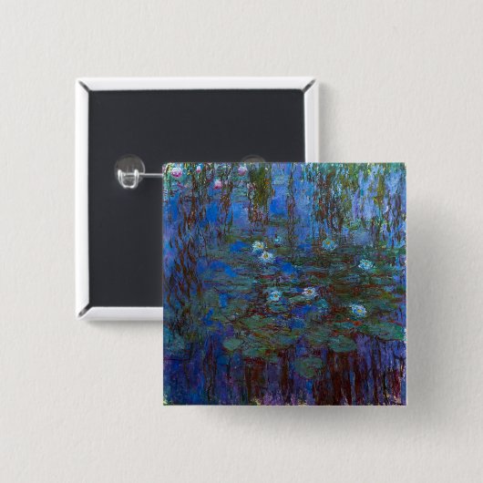 Claude Monet - Blue Water Lilies Vierkante Button 5,1 Cm (Voorkant /achterkant)