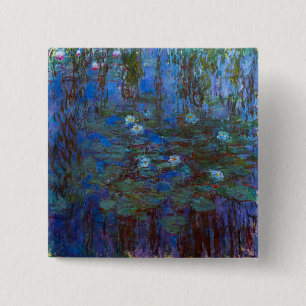 Claude Monet - Blue Water Lilies Vierkante Button 5,1 Cm