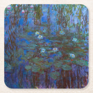 Claude Monet - Blue Water Lilies Vierkante Kartonnen Onderzetter