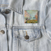 Claude Monet | Boat Studio op de zegen Vierkante Button 5,1 Cm (In situ)