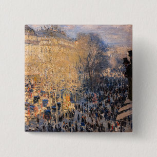 Claude Monet - Boulevard des Capucines in Parijs Vierkante Button 5,1 Cm