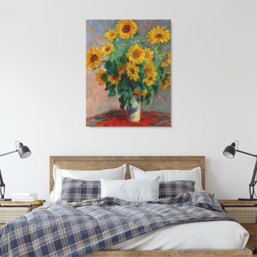  Claude Monet Bouquet over zonnebloemen Canvas Afdruk (Insitu (Slaapkamer))