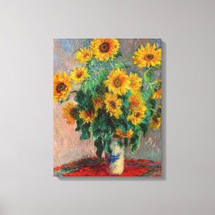Claude Monet - Bouquet van zonnebloemen Canvas Afdruk
