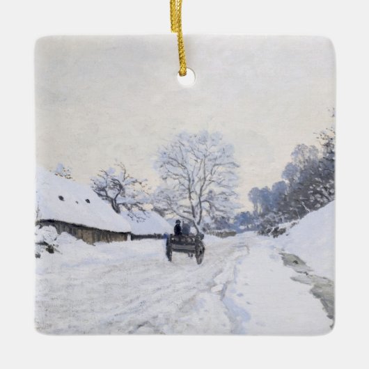 Claude Monet - Cart on the Snowy Road at Honfleur Keramisch Ornament (Voorkant)