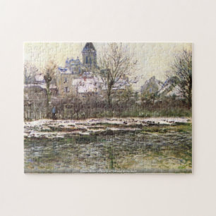 Claude Monet-Church van Vetheuil in de sneeuwpuzze Legpuzzel