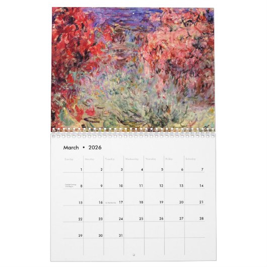 Claude Monet Custom Year Agenda Kalender (Mar 2026)