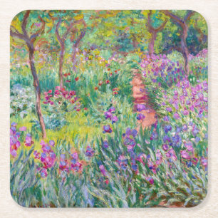 Claude Monet - De Iris Garden in Giverny Vierkante Kartonnen Onderzetter