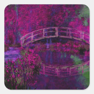 Claude Monet De Japanse Brug paarse Vierkante Sticker
