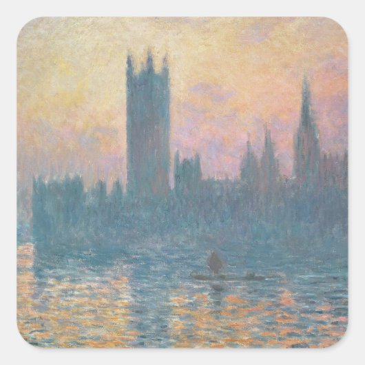Claude Monet | De Kamers van het Parlement, Sunset Vierkante Sticker (Voorkant)