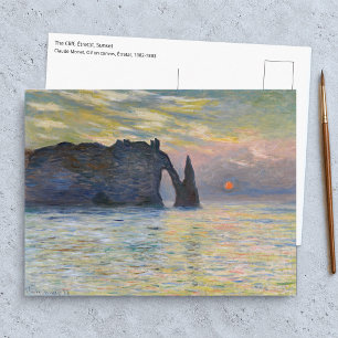 Claude Monet - De klif, Etretat, zonsondergang Briefkaart