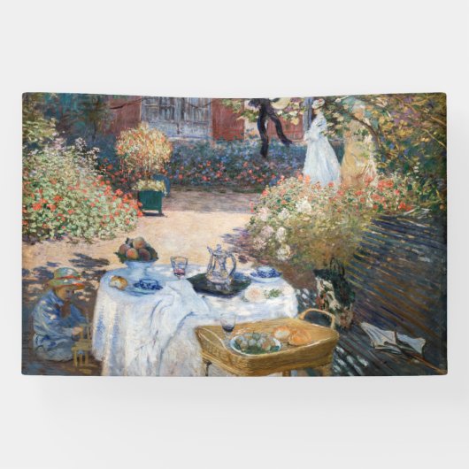 Claude Monet - De Luncheon, decoratief paneel Spandoek (Horizontaal)