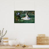 Claude Monet De Monet Familie in hun tuin Poster (Keuken)