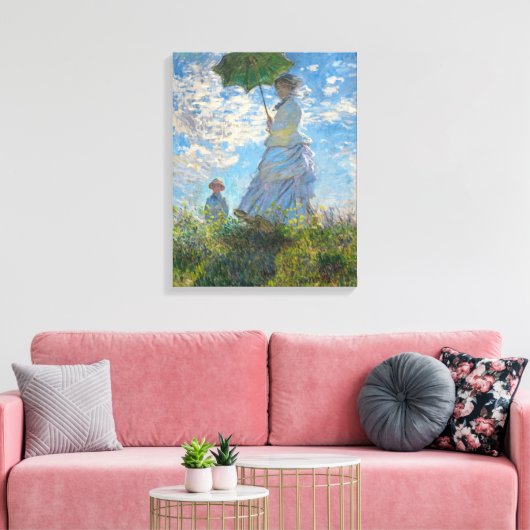 Claude Monet - De promenade, Vrouw met een parasol Canvas Afdruk (Insitu (Woonkamer))