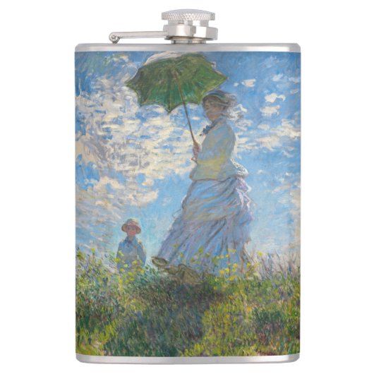 Claude Monet - De promenade, Vrouw met een parasol Heupfles (Voorkant)