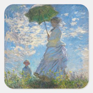 Claude Monet - De promenade, Vrouw met een parasol Vierkante Sticker