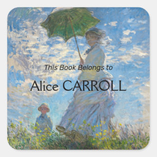 Claude Monet - De promenade, Vrouw met een parasol Vierkante Sticker