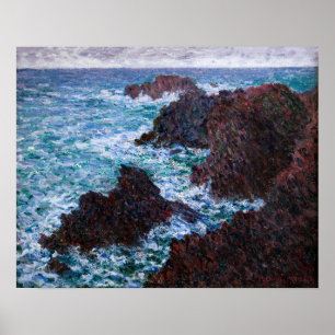 Claude Monet - De rotsen bij Belle-Ile, Wilde Kust Poster
