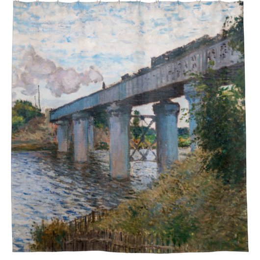 Claude Monet - De spoorwegbrug in Argenteuil Douchegordijn (Voorkant)