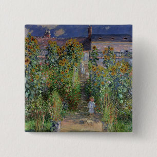 Claude Monet   De tuin van de kunstenaar in Vetheu Vierkante Button 5,1 Cm