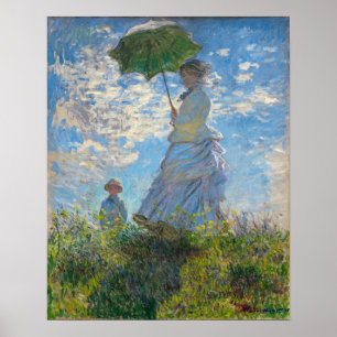 Claude Monet - De wandeling, vrouw met een parasol Poster