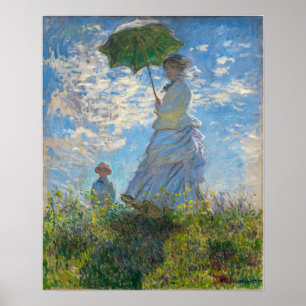 Claude Monet - De wandeling, vrouw met een parasol Poster