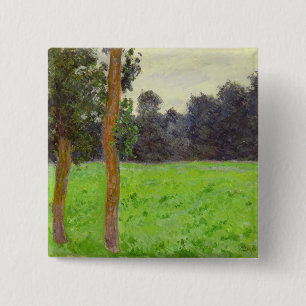 Claude Monet   Deux Arbres dans la Prairie Vierkante Button 5,1 Cm