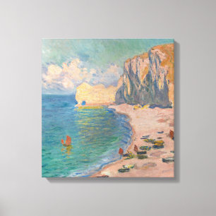 Claude Monet - Etretat: Beach and Falaise d'Amont Canvas Afdruk