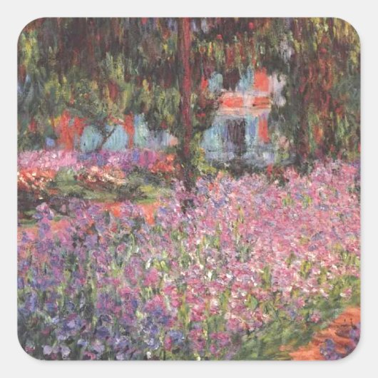 Claude Monet/Garden bij Giverny Vierkante Sticker (Voorkant)