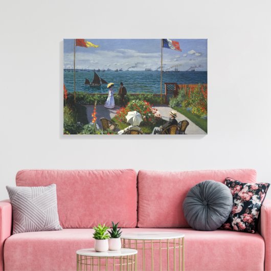 Claude Monet - Garden in Sainte-Adresse Canvas Afdruk (Insitu (Woonkamer))