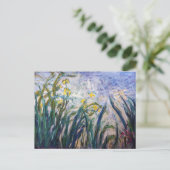 Claude Monet - Geel en Paars Irises Briefkaart (Staand voorkant)