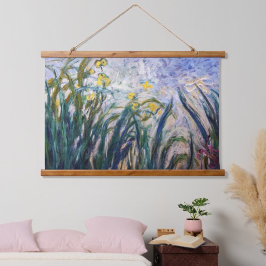 Claude Monet - Geel en Paars Irises Hangend Wandkleed (Slaapkamer)