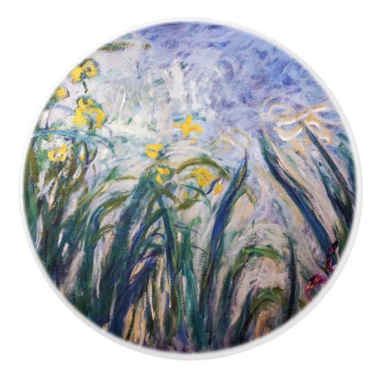 Claude Monet - Geel en Paars Irises Keramische Knop (Voorkant)