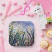 Claude Monet - Geel en Paars Irises Papieren Bordje (Feest)