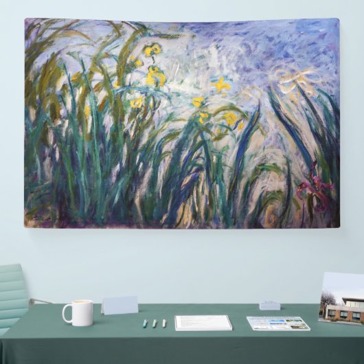 Claude Monet - Geel en Paars Irises Spandoek (Beurs)