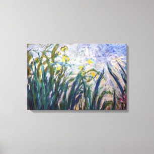 Claude Monet - Gele en Paarse Irissen Canvas Afdruk