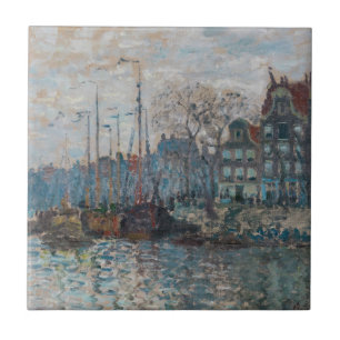 Claude Monet - Gezicht op Amsterdam Tegeltje