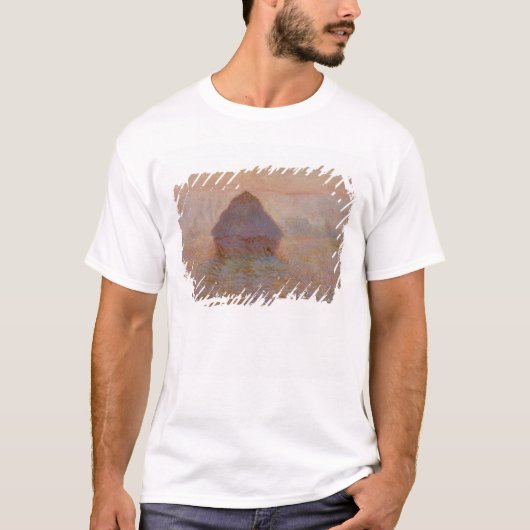 Claude Monet | Grainstack, zon in de mist T-shirt (Voorkant)