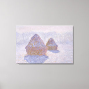 Claude Monet   Haystacks-effect van sneeuw en zon Canvas Afdruk