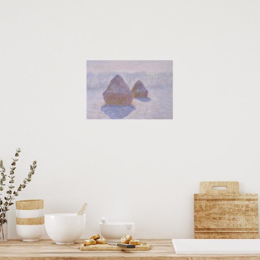 Claude Monet | Haystacks-effect van sneeuw en zon Poster (Keuken)