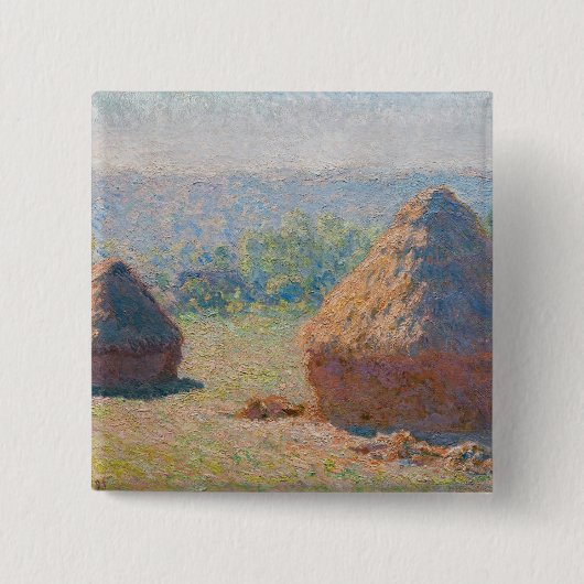 Claude Monet - Haystacks, einde zomer Vierkante Button 5,1 Cm (Voorkant)