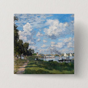 Claude Monet - Het bekken in Argenteuil Vierkante Button 5,1 Cm