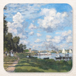 Claude Monet - Het bekken in Argenteuil Vierkante Kartonnen Onderzetter