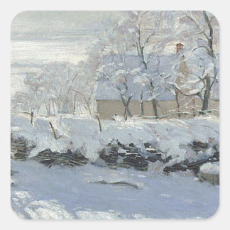 Claude Monet - Het Magpie Classic schilderij Vierkante Sticker