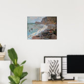 Claude Monet - Het strand bij Etretat Poster (Thuiskantoor)