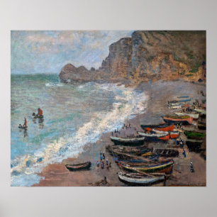 Claude Monet - Het strand bij Etretat Poster
