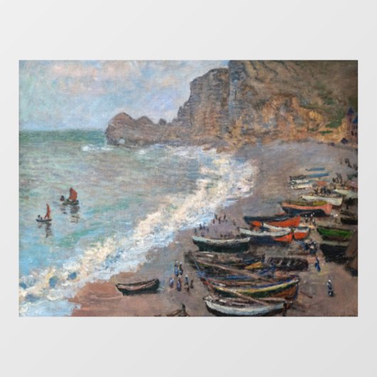 Claude Monet - Het strand bij Etretat Raamsticker (Vel)