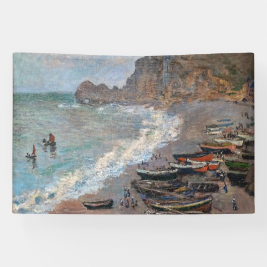 Claude Monet - Het strand bij Etretat Spandoek (Horizontaal)