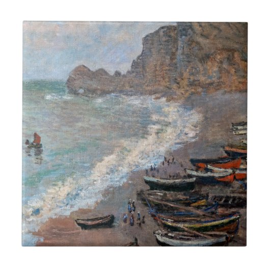Claude Monet - Het strand bij Etretat Tegeltje (Voorkant)